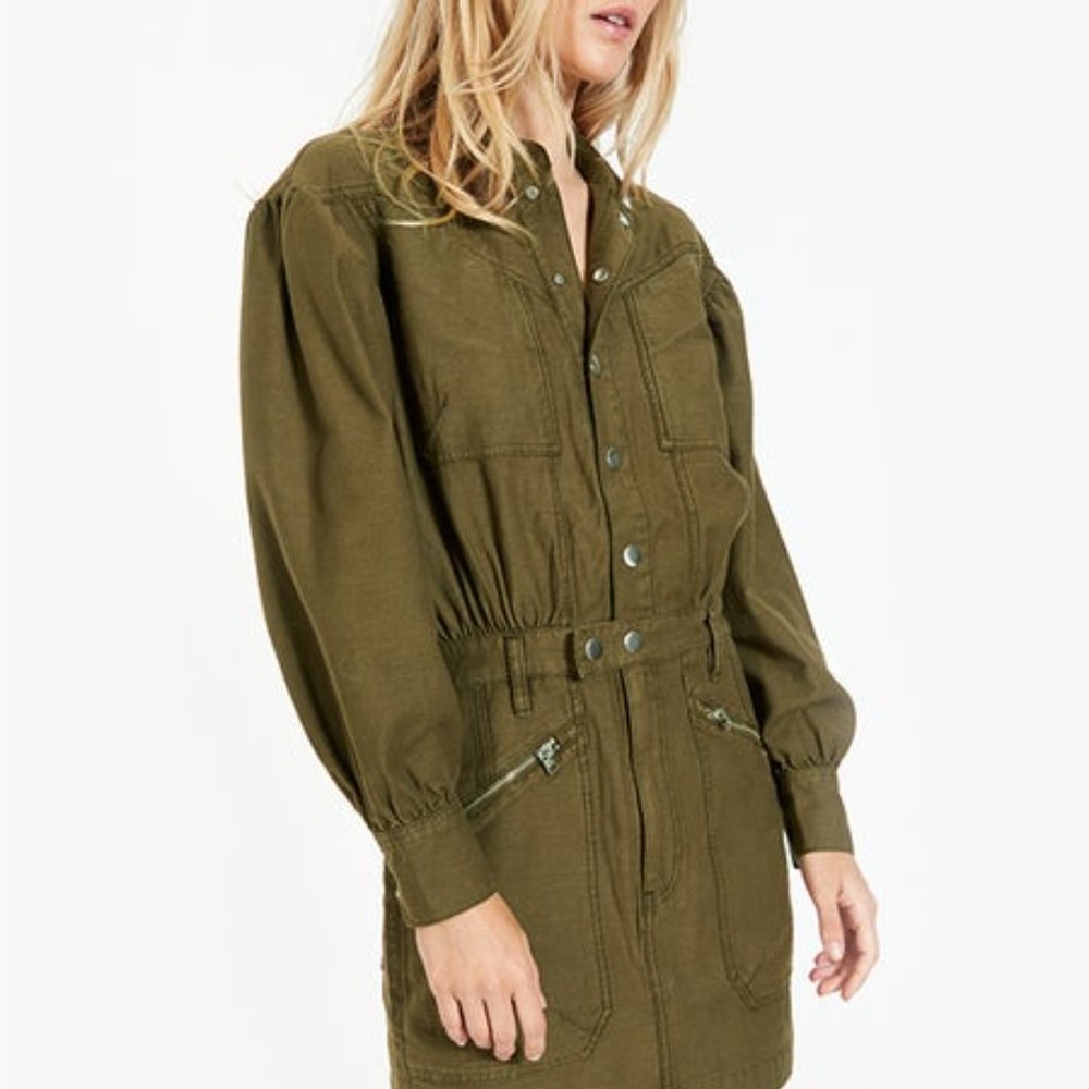 FRAME Moto Zip Snap Front Dress - Picture 10 of 11